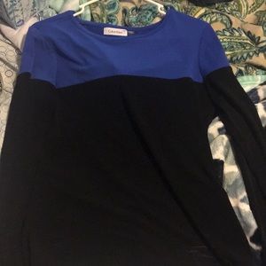 Blue and Black Long Sleeve Calvin Klein Blouse